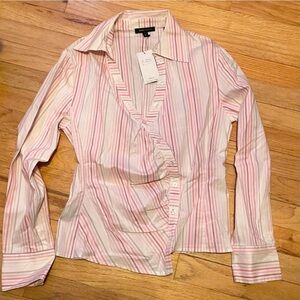 NEW BCBG Womens pinstripe blouse size large- NWT
